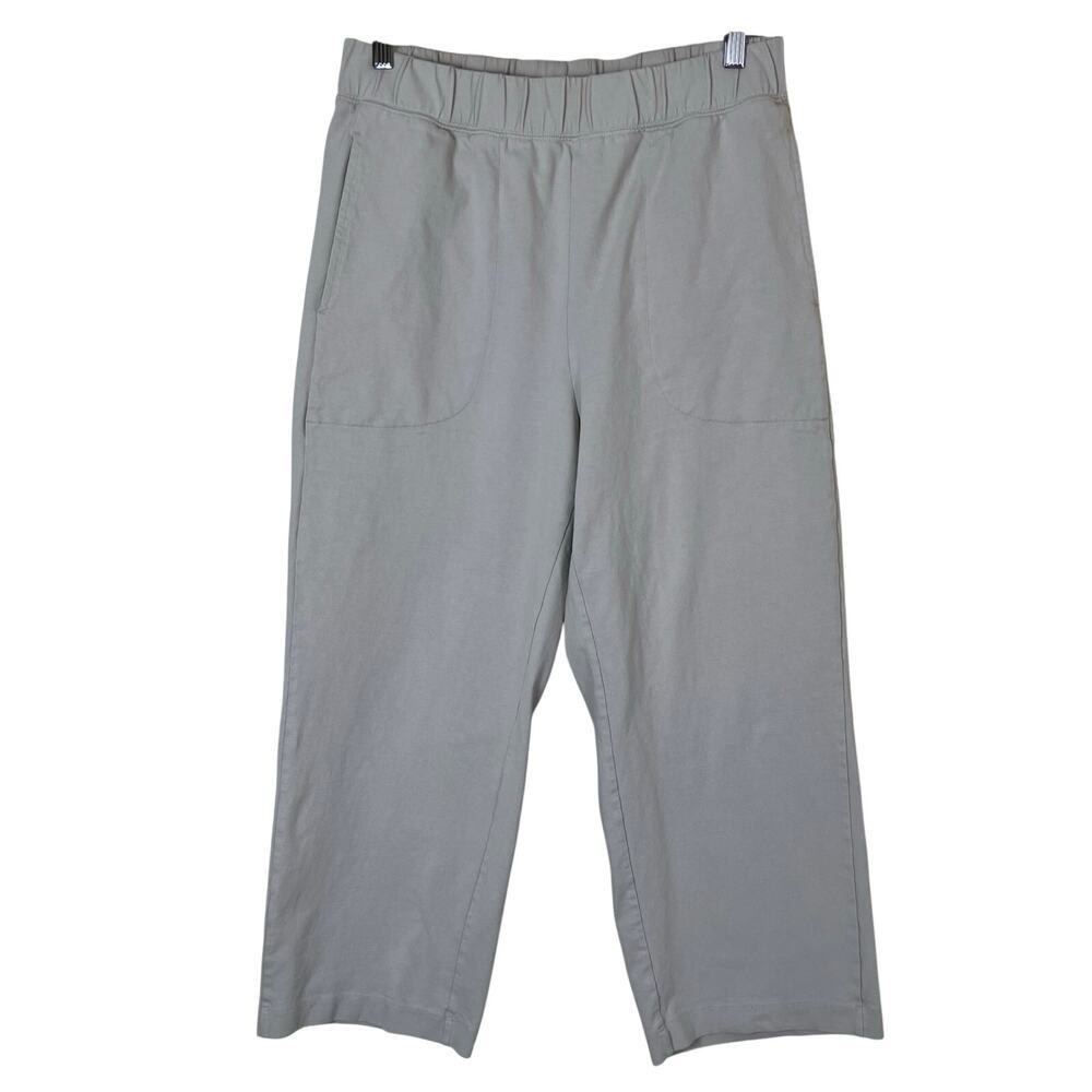 The Group Babaton Sz L Cropped Jogger Pants Straight Leg Relaxed Tan Cream